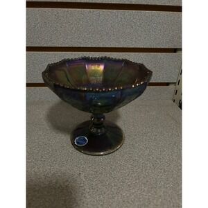 Zodiac Imperial‎ Glass Iridescent Indiana Carnival Glass Footed Vintage
